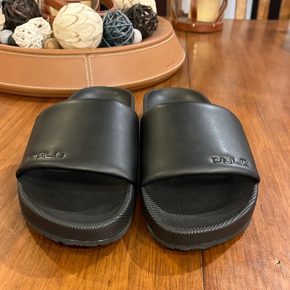 Polo Ralph Lauren Cayson black Slides Sandals Shoes new Mens Size 8 - Picture 5 of 13
